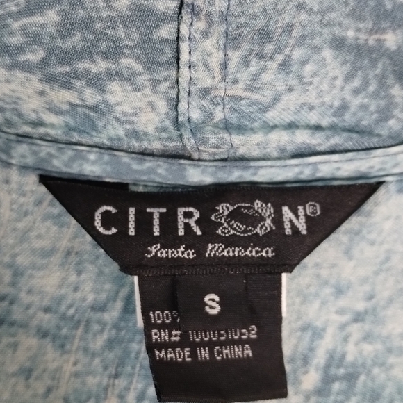 Citron Santa Monica 100% Silk Feather Print Open Front Kimono Cardigan Sz Small - Picture 6 of 12